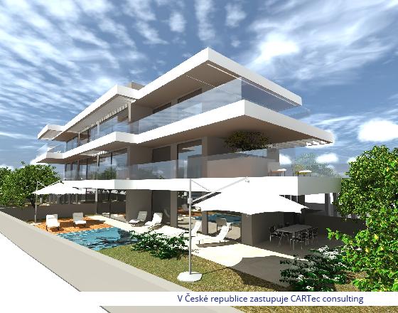 PRIVLAKA - Prodej luxusního apartmánu v přízemí s velkou terasou, zahradou a bazénem - 50 m od moře