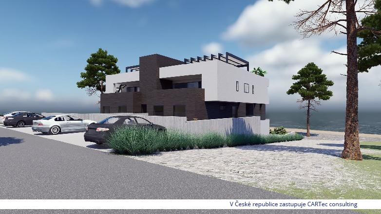 POSEDARJE / VINJERAC - Prodej luxusního podkrovního bytu se střešní terasou s bazénem - 1. řada k moři 