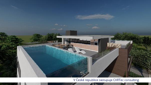 NIN / ZATON - Prodej luxusního podkrovního apartmánu se střešní terasou a bazénem - 2. ř. od moře