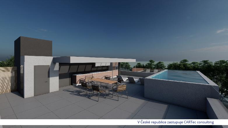 NIN / ZATON - Prodej luxusního podkrovního apartmánu se střešní terasou a bazénem - 2. ř. od moře