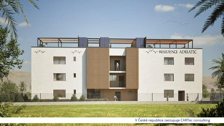 NIN - Prodej krásného moderního apartmánu 50,50 m2 v přízemí s pozemkem 22,04 m2 - 500 m od moře