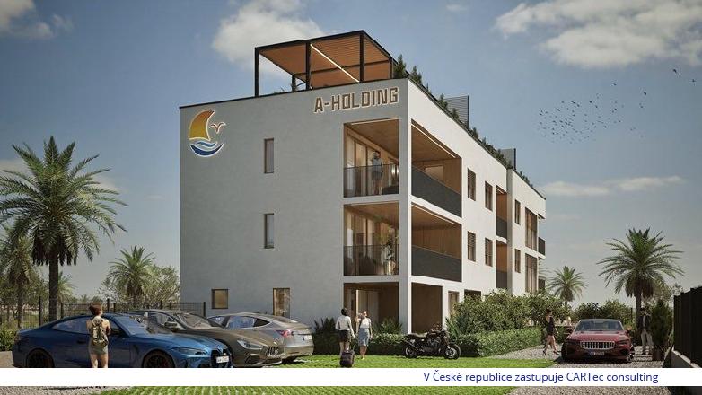 NIN - Prodej krásného moderního apartmánu 50,50 m2 v přízemí s pozemkem 22,04 m2 - 500 m od moře