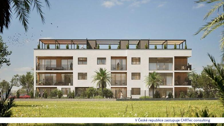 NIN - Prodej krásného moderního bytu 48,4 m2 v přízemí s pozemkem 24,41 m2 - 500 m od moře