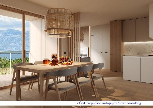 NIN - Prodej krásného moderního apartmánu v 1. patře 94,50 m2 s výhledem na moře a hory - 500 m od moře