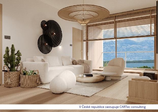 NIN - Prodej krásného moderního apartmánu v 1. patře 94,50 m2 s výhledem na moře a hory - 500 m od moře
